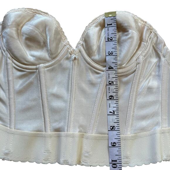 Vintage Adonna Bustier 34B Cream Underwire Longline Bra JCPenny 80s Pinup Corset - Picture 9 of 14